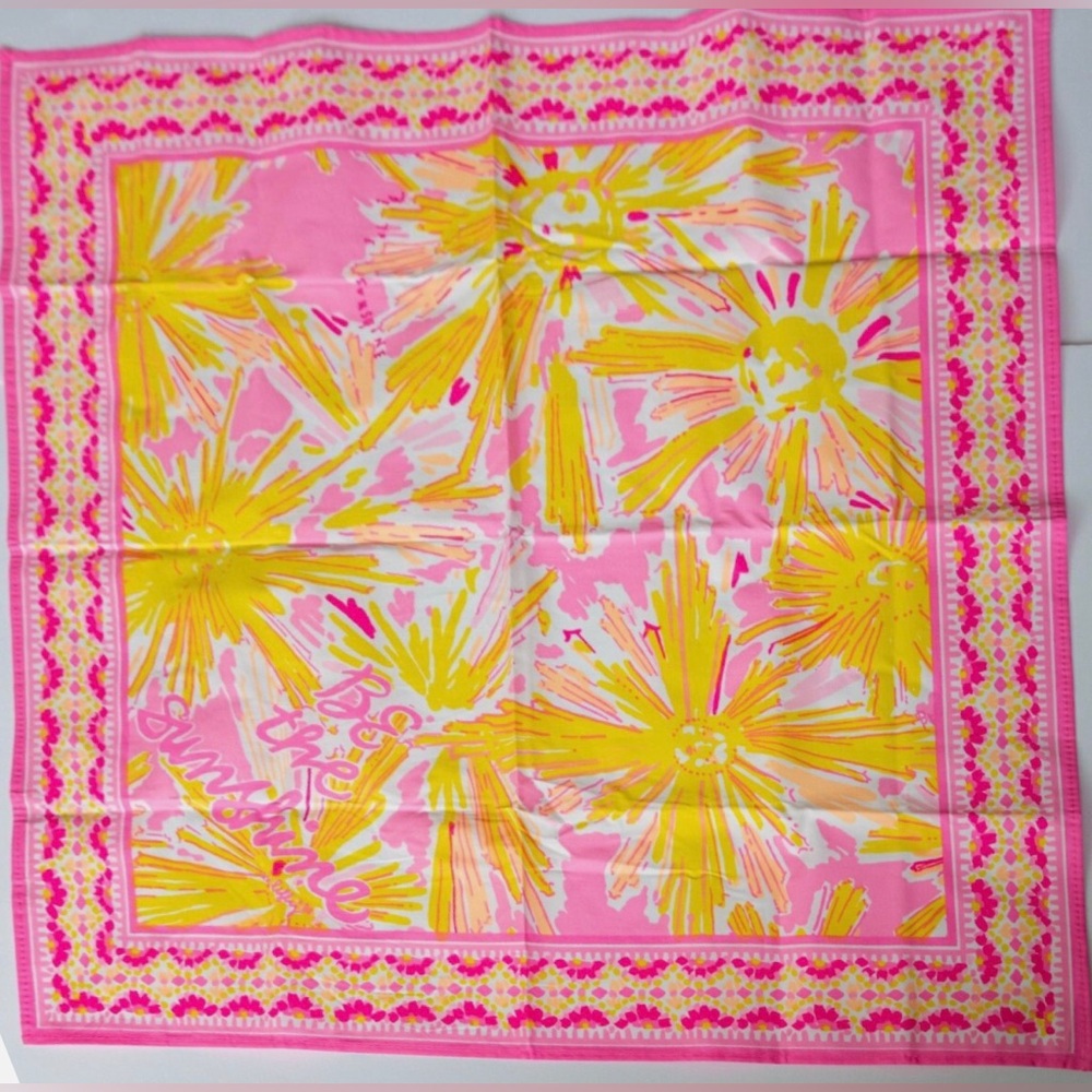 Lilly Pulitzer Pink and Yellow Floral Scarf